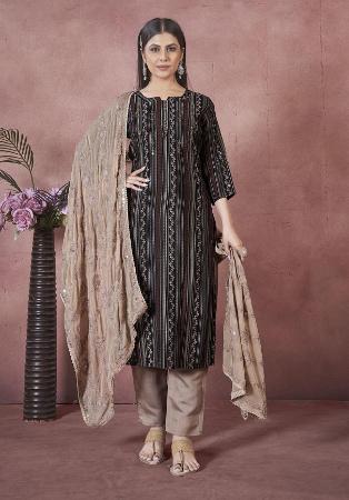 Picture of Well Formed Silk Black Readymade Salwar Kameez