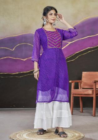 Picture of Stunning Georgette Purple Kurtis & Tunic