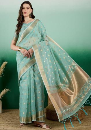 Picture of Classy Organza Cadet Blue Saree