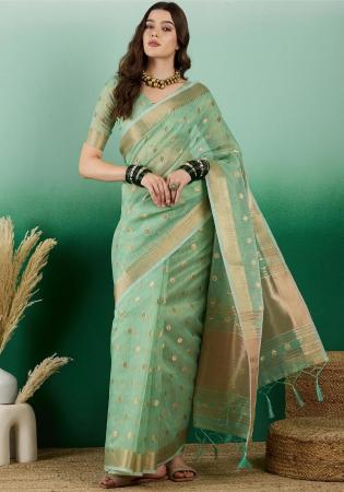 Picture of Resplendent Organza Dark Sea Green Saree