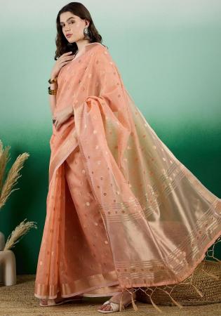 Picture of Graceful Organza Coral Saree