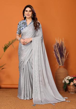 Picture of Alluring Silk Silver Saree