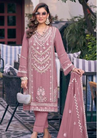 Picture of Georgette Rosy Brown Straight Cut Salwar Kameez