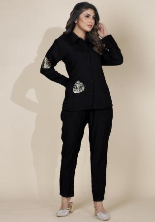 Picture of Pretty Cotton & Silk Black Kurtis And Tunic