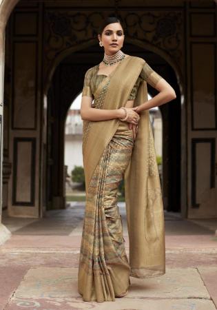 Picture of Classy Silk Dark Khaki Saree