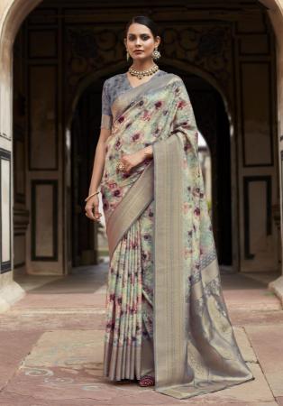 Picture of Fascinating Silk Light Slate Grey Saree