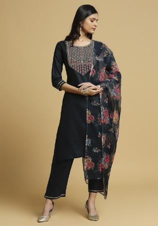 Picture of Cotton Dark Slate Grey Readymade Salwar Kameez