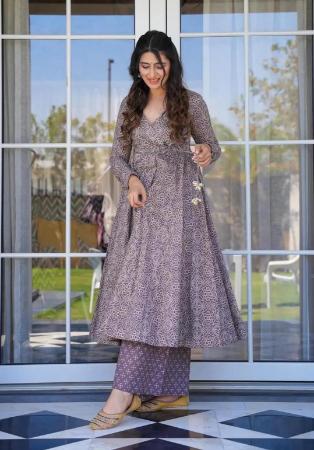 Picture of Beautiful Cotton & Silk Grey Readymade Salwar Kameez