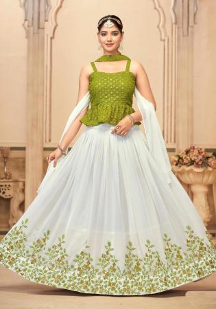 Picture of Sublime Georgette White & Olive Drab Lehenga Choli