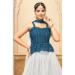 Picture of Georgette White & Dark Slate Blue Lehenga Choli