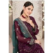 Picture of Georgette Dark Olive Green Straight Cut Salwar Kameez