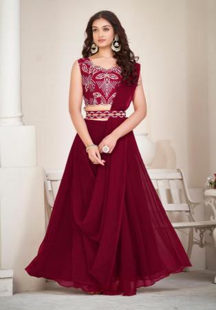 Picture of Nice Silk Maroon Lehenga Choli