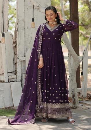 Picture of Delightful Georgette Purple Readymade Gown