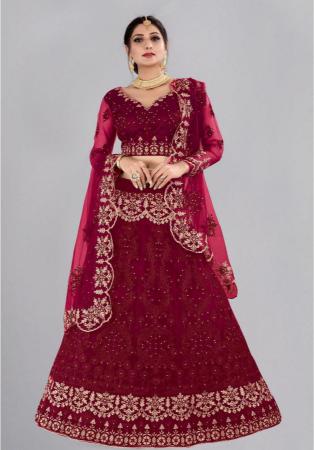 Picture of Magnificent Net Maroon Lehenga Choli