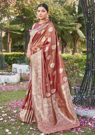 Picture of Beautiful Silk Rosy Brown Saree