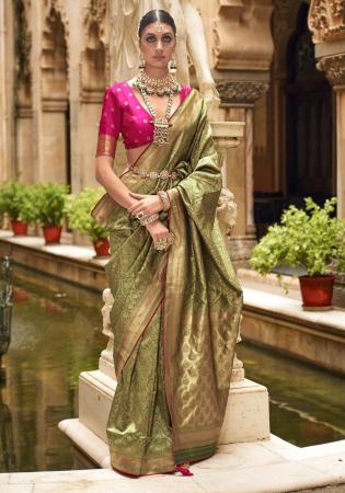 Picture of Appealing Silk Dark Khaki Saree