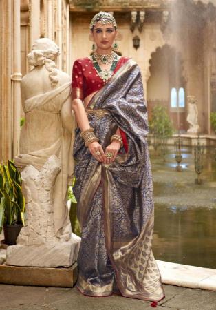 Picture of Excellent Silk Navy Blue Saree