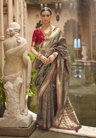 Picture of Well Formed Silk Black Saree