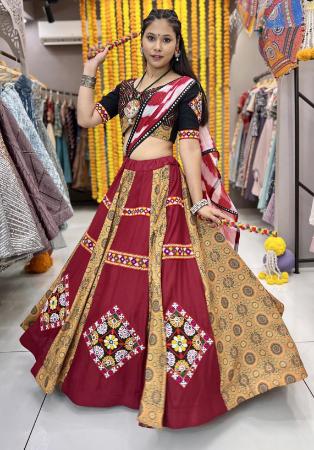 Picture of Elegant Rayon Fire Brick Readymade Lehenga Choli