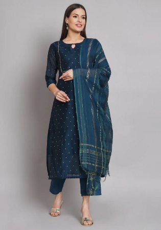 Picture of Chiffon Midnight Blue Readymade Salwar Kameez