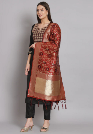 Picture of Superb Silk Black Readymade Salwar Kameez