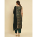 Picture of Silk Dark Olive Green Readymade Salwar Kameez