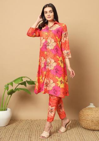 Picture of Beautiful Chiffon Coral Kurtis & Tunic