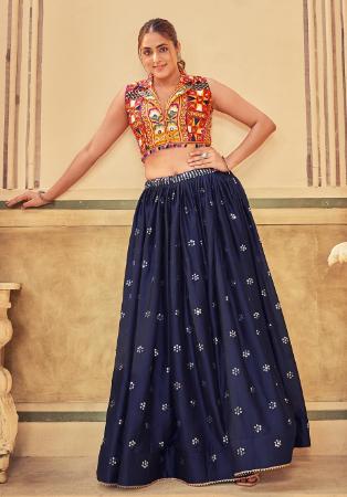 Picture of Pretty Georgette Navy Blue Lehenga Choli