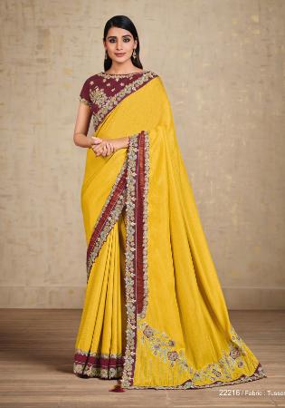 Picture of Exquisite Georgette & Silk & Organza Yellow Saree