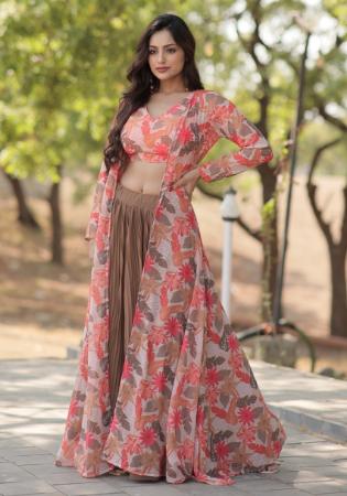 Picture of Shapely Georgette Rosy Brown Readymade Lehenga Choli