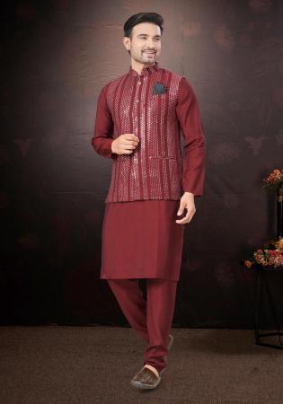 Picture of Fascinating Silk Maroon Kurtas