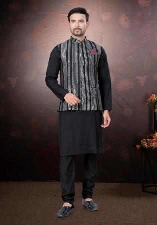 Picture of Wonderful Silk Black Kurtas