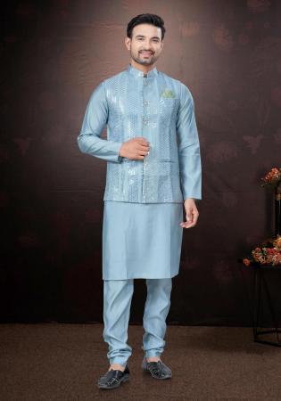 Picture of Ideal Silk Light Slate Grey Kurtas