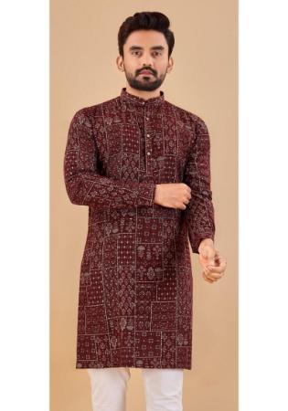 Picture of Exquisite Cotton Maroon Kurtas