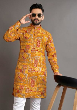 Picture of Pleasing Cotton Golden Rod Kurtas