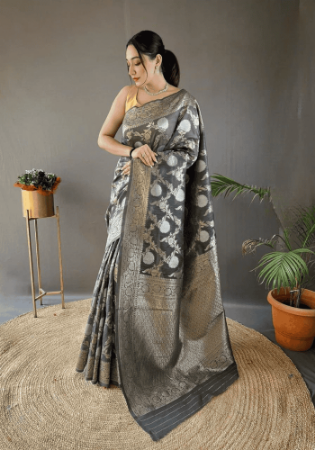 Picture of Sightly Silk Dim Gray Saree