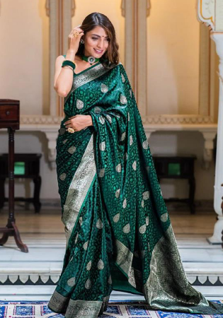 Picture of Beauteous Silk Sea Green Saree