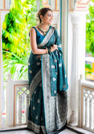 Picture of Enticing Silk Steel Blue Saree