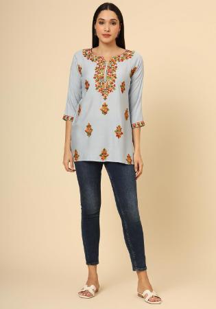 Picture of Amazing Rayon Dark Grey Kurtis & Tunic