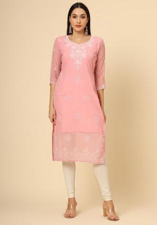 Picture of Enticing Georgette Light Pink Kurtis & Tunic