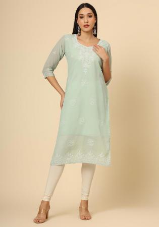 Picture of Exquisite Georgette Medium Sea Green Kurtis & Tunic