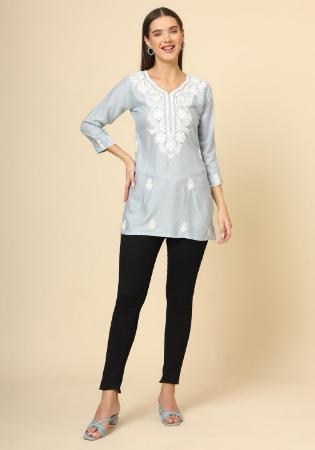 Picture of Ravishing Rayon Light Slate Grey Kurtis & Tunic