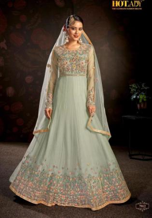 Picture of Enticing Net Dark Grey Anarkali Salwar Kameez