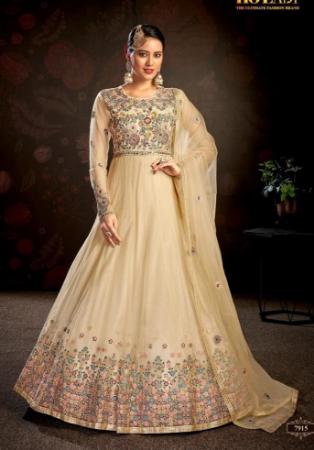 Picture of Delightful Net Burly Wood Anarkali Salwar Kameez