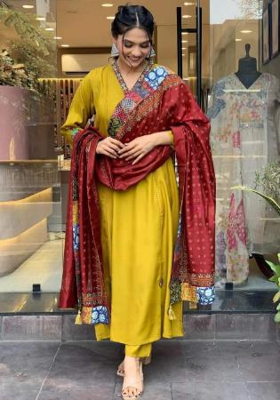 Picture of Magnificent Chiffon Golden Rod Readymade Salwar Kameez