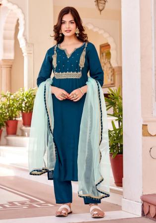 Picture of Charming Chiffon Navy Blue Readymade Salwar Kameez