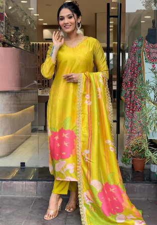 Picture of Sublime Chiffon Golden Rod Readymade Salwar Kameez