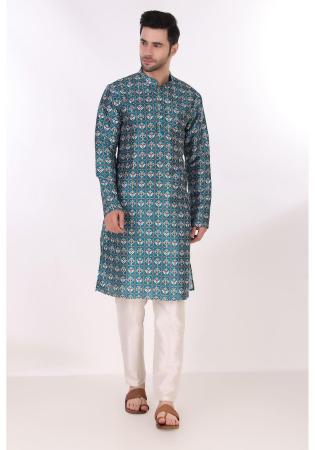 Picture of Statuesque Silk Cadet Blue Kurtas