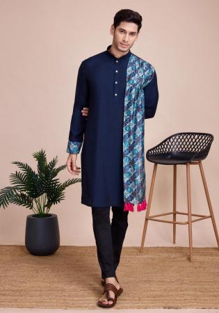 Picture of Superb Silk Midnight Blue Kurtas