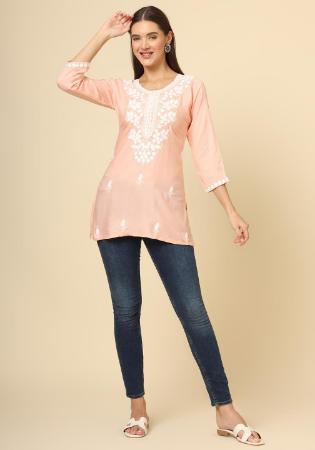 Picture of Excellent Rayon Peach Puff Kurtis & Tunic